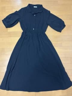 半袖 シャツワンピース ブラック Lのサムネイル