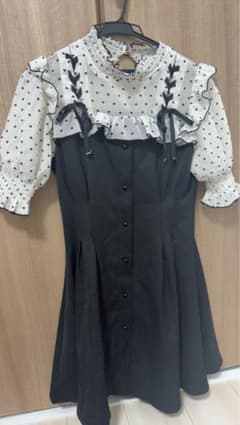ハート柄シアー袖ドッキングミニワンピースのサムネイル