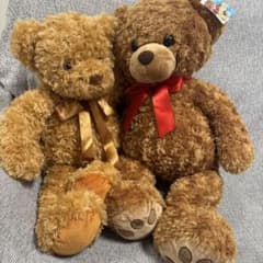 茶色のリボン付きぬいぐるみ2体セットのサムネイル
