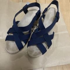 Women's wedge sandals, navy, size M (23.5cm)