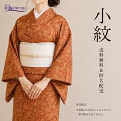 7K41》小紋 着物 茶オレンジ 袷 正絹 対象身長～151cm 匿名配送 - メルカリ