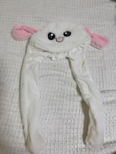 うさぎ 耳が動く帽子 被り物 ホワイトのサムネイル