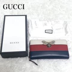 GUCCI グッチ ラウンドジップ クイーンマーガレット 蜂 ラインストーン 
