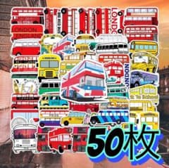 50枚　バス　ロンドン　可愛い赤バス　まとめ売り　防水ステッカーのサムネイル