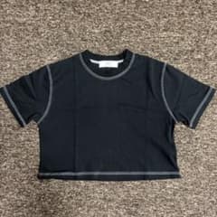 HTH ステッチデザイン クロップド半袖Tシャツ ブラックのサムネイル