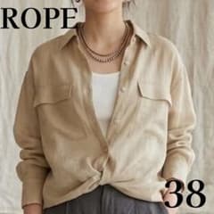 【高級ラミー100%】ROPE ロペ ラミーフラップシャツシアー ベージュ 38のサムネイル
