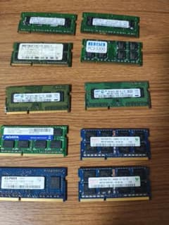 ジャンク　ノートPC用メモリ PC3×７　PC2×３　計10枚　まとめ売りのサムネイル