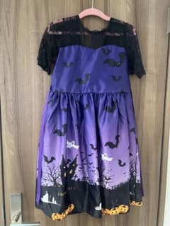 ハロウィン コスプレ ドレス 150cm 紫 黒 ヘアーアクセサリー付きのサムネイル