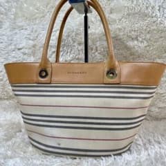 良品✨ BURBERRY ハンドバッグ ハンドル ボーダー 肩掛け ベージュ 