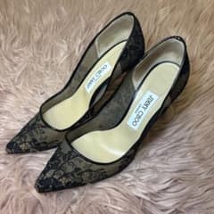 JIMMY CHOO ブラックレースハイヒールのサムネイル
