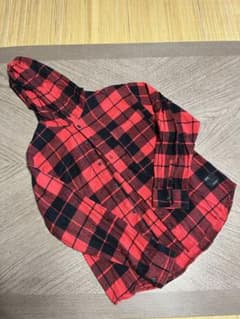 ZARA KIDS フード付き長袖シャツ 164cm~ 赤・黒チェックのサムネイル