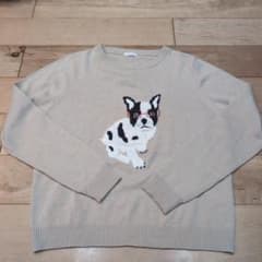 persodea 犬の刺繍 ベージュ 長袖ニットのサムネイル