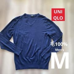 UNIQLO メンズ Vネックニット ネイビー Mサイズのサムネイル