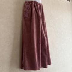 オンワードサイズ　150ベロア調 ワイドパンツ リボン付き くすみピンクのサムネイル