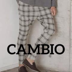 CAMBIO チェック柄テーパードイージーパンツ サルエル ストレッチ