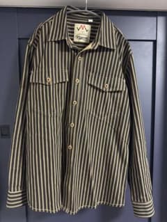 Vimarron ハンドメイドストライプ柄 アメカジ長袖シャツ Lのサムネイル