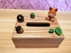 木製ティッシュボックス キツネの彫刻付きのサムネイル