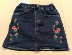 花柄刺繍デニムスカートのサムネイル