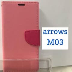 arrows M03 レザー ツートン ケース カバー 新品　桃のサムネイル