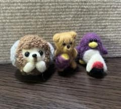 羊毛フェルト マスコット 4点セット 動物　食べ物のサムネイル