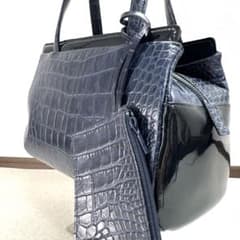 極美品⭐️Les sacs Adam クロコ型押し 牛革 ハンドバッグ ミニポーチ 