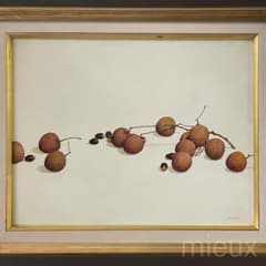 進藤博「果実（レイシ）」油彩 油絵 サイン入り 額付 中古のサムネイル