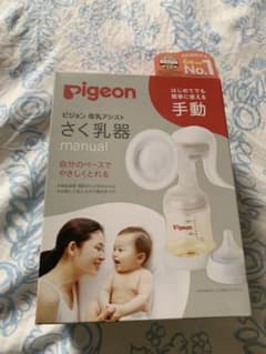 Pigeon手動搾乳器、ガラス製の哺乳瓶、離乳食導入用のおしゃぶり、乳頭保護器。のサムネイル