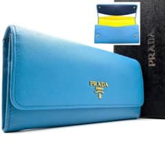 極美品✨プラダ マルチカラーフラップ 長財布 サフィアーノ ゴールド