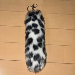 レオパード柄 ファーチャーム キーホルダー