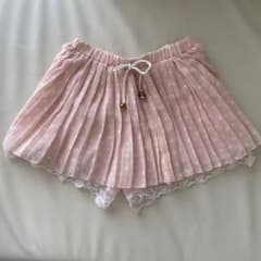 ドット シフォン プリーツ スカート ♡ ピンク レース キュロット スカートのサムネイル