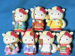 激レア☆ハローキティ☆ひつじのかぶりものの七福神貯金箱セット☆縁起物☆2002 激レア☆ハローキティ☆七福神貯金箱セット・ひつじのかぶりもの
