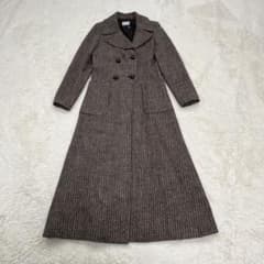 DKNY ダブルブレスト 超ロングコート ツイード ミックス ブラウン系