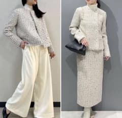 未使用 セオリーリュクス マルチツイード ノースリーブ セオリーリュクス 24SS 美品 ツイードノーカラージャケット マルチ