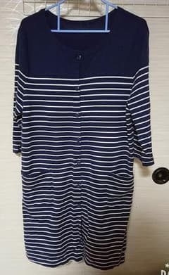 授乳服 マタニティ ボーダー柄 長袖 ワンピースのサムネイル