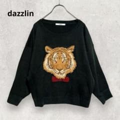 dazzlin 타이거 니트 스웨터 F 블랙 레트로 개성 휴일 코데