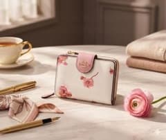 COACH 二つ折り財布 花柄 ピンク ホワイトのサムネイル