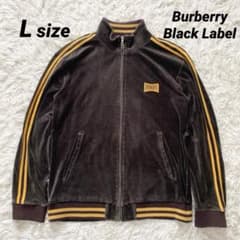 バーバリーブラックレーベル ベロア トラックジャケット リブライン ブラウン L バーバリーブラックレーベル ベロアトラックジャケット アームライン