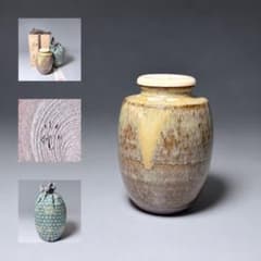 小岱焼 近重治太郎 作 肩衝茶入 共箱 仕覆(逢坂金襴） 茶道具 未使用