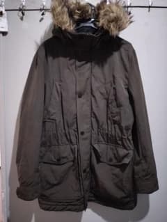 H＆M オリーブ色ファー付きフードモッズコート Sサイズのサムネイル