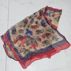 象 柄 シルク ストールのサムネイル