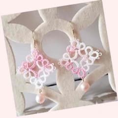 ☆レースで編み込んだピアス☆のサムネイル