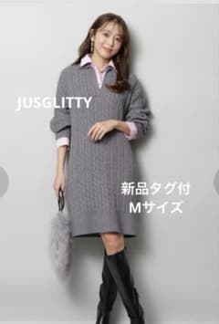 新品タグ付 JUSGLITTY レイヤードケーブルミニワンピース M 完売品