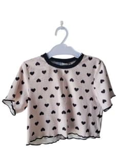 ハート柄 クロップドTシャツ 半袖のサムネイル