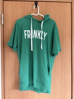 【6月末まで】FRANKLY グリーン フード付き半袖パーカー