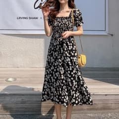 ロングワンピ　ワンピース　夏　花柄　マキシ丈　リゾート　海　半袖　韓国のサムネイル