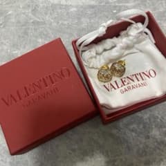 ヴァレンティノ クリスタル ピアス Vロゴ 片耳 スクエア クリア 