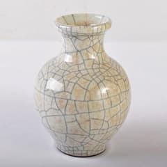 中国　大明成化年製　哥窯　白磁　金糸鉄線　氷裂文瓶　M　R7931E 中国 大明成化年製 哥窯 白磁 金糸鉄線 氷裂文瓶 M R7931E