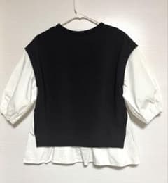 ツーインワンブラウス　ブラック×ホワイト　150cm 女の子のサムネイル