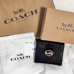 コーチ COACH 財布 二つ折り財布 ホースキャリッジ 馬車レザー ブラックのサムネイル