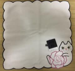 ANNA SUI ハンカチ 猫 バラ 刺繍 ホワイトのサムネイル
